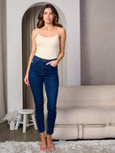 WOMEN'S BUTTON CLOSURE STRETCH DENIM SKINNY JEANS