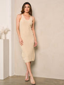 WOMEN'S SLEEVELESS BODYCON HALTER NECK MIDI DRESS