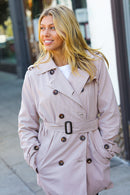 Put Together Taupe Double Breasted Lined Trench Coat (Open Pack)