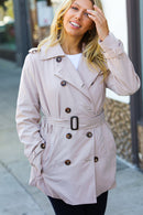 Put Together Taupe Double Breasted Lined Trench Coat (Open Pack)
