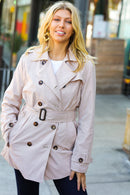 Put Together Taupe Double Breasted Lined Trench Coat (Open Pack)