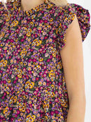 WOMEN'S SHORT SLEEVE LOOSE FIT FLORAL BLOUSE