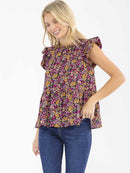WOMEN'S SHORT SLEEVE LOOSE FIT FLORAL BLOUSE