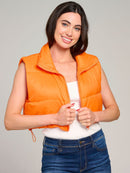 WOMEN'S SLEEVELESS ZIPPER CLOSURE PUFFER VEST