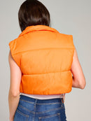 WOMEN'S SLEEVELESS ZIPPER CLOSURE PUFFER VEST