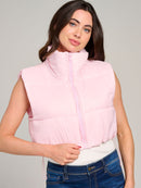 WOMEN'S SLEEVELESS ZIPPER CLOSURE PUFFER VEST