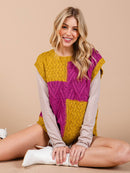 WOMEN'S SLEEVELESS COLORBLOCK KNIT VEST