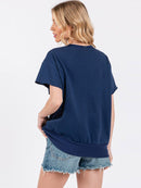 WOMEN'S SHORT SLEEVE V-NECK GRAPHIC USA TOP