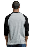 TOP PRO MEN'S 3/4 SLEEVE BASEBALL TEE (MBT001_BLK/LT.G)