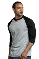 TOP PRO MEN'S 3/4 SLEEVE BASEBALL TEE (MBT001_BLK/LT.G)
