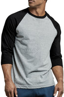 TOP PRO MEN'S 3/4 SLEEVE BASEBALL TEE (MBT001_BLK/LT.G)