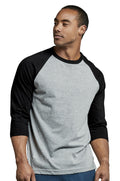 TOP PRO MEN'S 3/4 SLEEVE BASEBALL TEE (MBT001_BLK/LT.G)