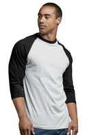 TOP PRO MEN'S 3/4 SLEEVE BASEBALL TEE (MBT001_BLK/WHT)