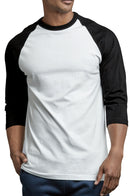 TOP PRO MEN'S 3/4 SLEEVE BASEBALL TEE (MBT001_BLK/WHT)