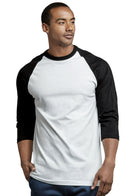 TOP PRO MEN'S 3/4 SLEEVE BASEBALL TEE (MBT001_BLK/WHT)