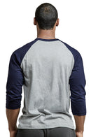 TOP PRO MEN'S 3/4 SLEEVE BASEBALL TEE (MBT001_NV/LT.G)