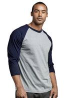 TOP PRO MEN'S 3/4 SLEEVE BASEBALL TEE (MBT001_NV/LT.G)