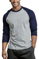 TOP PRO MEN'S 3/4 SLEEVE BASEBALL TEE (MBT001_NV/LT.G)