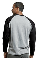 TOP PRO MEN'S LONG SLEEVE BASEBALL TEE (MBT002_BLK/LT.G)