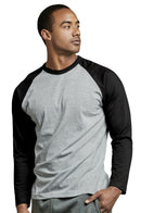 TOP PRO MEN'S LONG SLEEVE BASEBALL TEE (MBT002_BLK/LT.G)