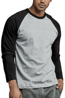 TOP PRO MEN'S LONG SLEEVE BASEBALL TEE (MBT002_BLK/LT.G)