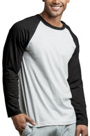 TOP PRO MEN'S LONG SLEEVE BASEBALL TEE (MBT002_BLK/WHT)