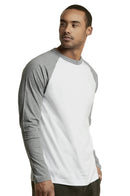 TOP PRO MEN'S LONG SLEEVE BASEBALL TEE (MBT002_LT.G/WHT)