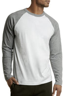TOP PRO MEN'S LONG SLEEVE BASEBALL TEE (MBT002_LT.G/WHT)