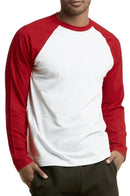 TOP PRO MEN'S LONG SLEEVE BASEBALL TEE (MBT002_RED/WHT)