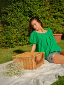 WOMEN'S SHORT PUFF SLEEVE TUNIC BLOUSE TOP
