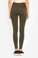 SOFRA LADIES HIGH WAIST FLEECE EXTRA-WIDE BAND LEGGINGS (TX701)