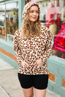 Easy Living Brown & Blush Animal Print Hoodie (Open Pack)