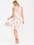 WOMEN'S SLEEVELESS HALTER NECK TIERED FLORAL MINI DRESS