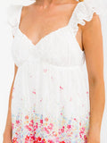 WOMEN'S SLEEVELESS V-NECK SWISS DETAILED FLORAL MIDI DRESS