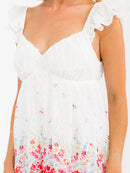WOMEN'S SLEEVELESS V-NECK SWISS DETAILED FLORAL MIDI DRESS