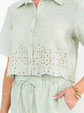 WOMEN'S SHORT SLEEVE TOP & MINI SHORTS EYELET DETAILED 2PC. SET