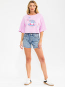 WOMEN'S SHORT SLEEVE SEQUINS GRAPHIC TOP