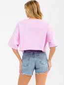 WOMEN'S SHORT SLEEVE SEQUINS GRAPHIC TOP