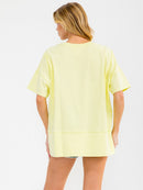 WOMEN'S SHORT SLEEVE SEQUINS GRAPHIC HIGH-LOW OVERSIZED TOP