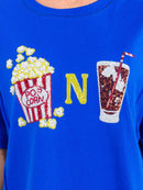 WOMEN'S SHORT SLEEVE SEQUINS GRAPHIC HIGH-LOW OVERSIZED TOP