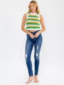 WOMEN'S SLEEVELESS COLORBLOCK KNIT TANK TOP