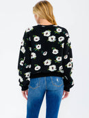 WOMEN'S LONG SLEEVE FLORAL PRINT PULLOVER SWEATER
