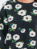 WOMEN'S LONG SLEEVE FLORAL PRINT PULLOVER SWEATER