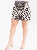 PLUS SIZE ZIP UP EMBROIDERY SUEDE MINI SKIRT
