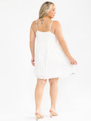 PLUS SIZE SLEEVELESS MULTI PRINT EMBROIDERY MINI DRESS