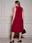 PLUS SIZE SLEEVELESS TUNIC SOLID MDI DRESS