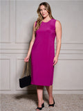 PLUS SIZE SLEEVELESS TUNIC SOLID MDI DRESS