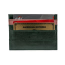 KEY&CO Genuine Eel Skin Slim Card Holder ? Green with Pink/Teal Trim