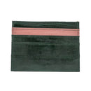 KEY&CO Genuine Eel Skin Slim Card Holder ? Green with Pink/Teal Trim