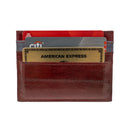 KEY&CO Genuine Eel Skin Slim Card Holder ? Burgundy with Grey/Red Trim